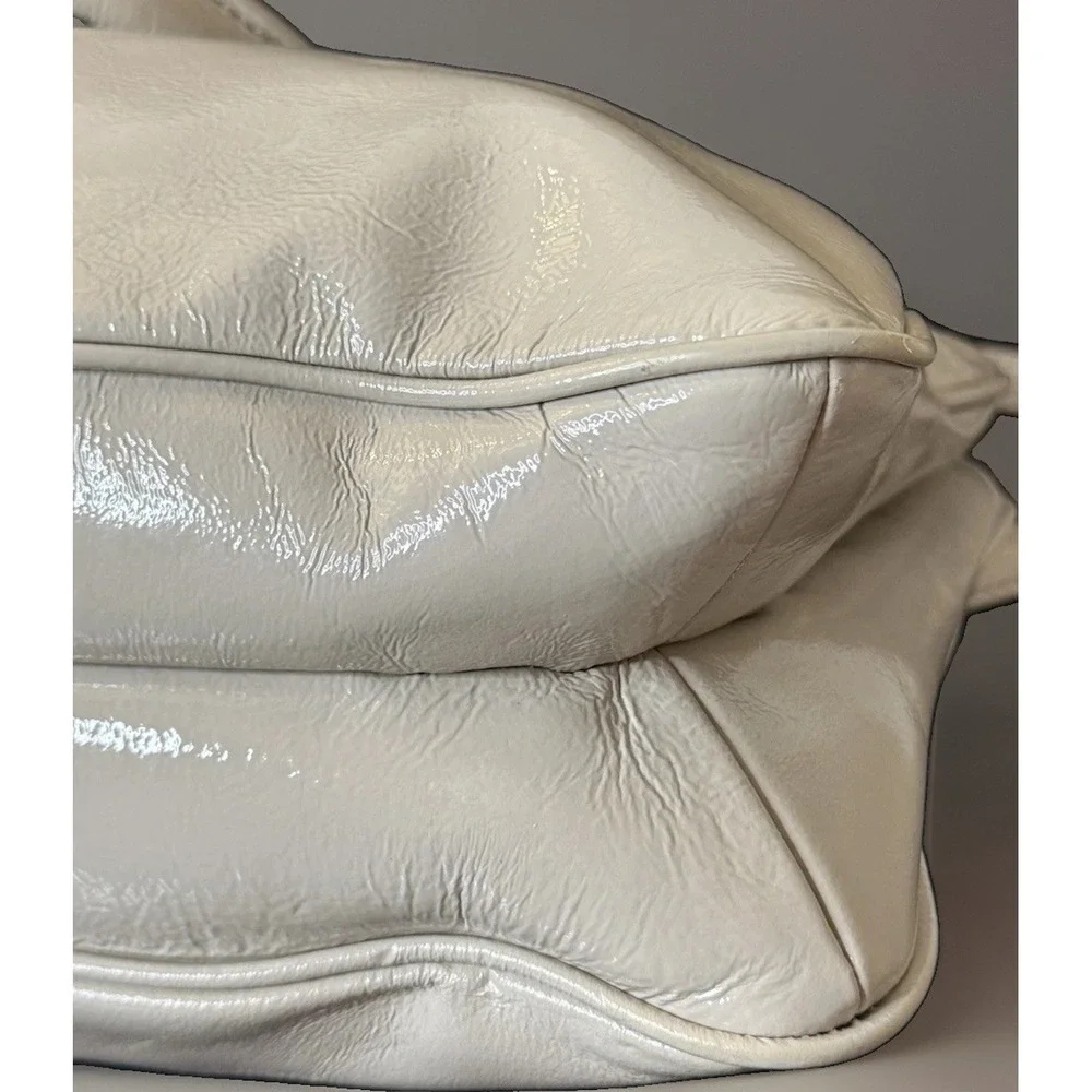 Kate Spade Fanfare Brette Cream Glazed Leather Crossbody Satchel Purse PXRU3017